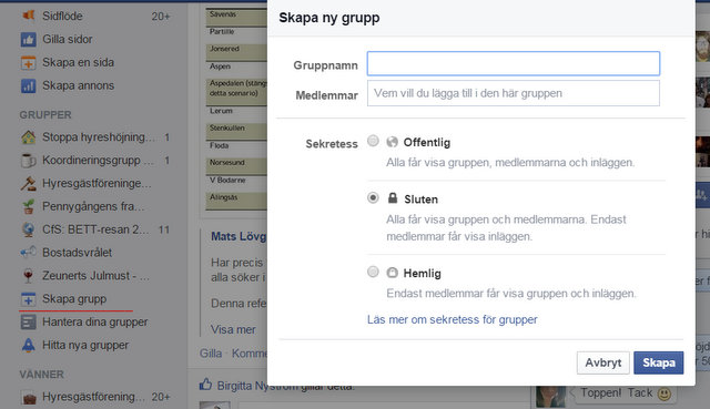 Skapa en grupp på Facebook 